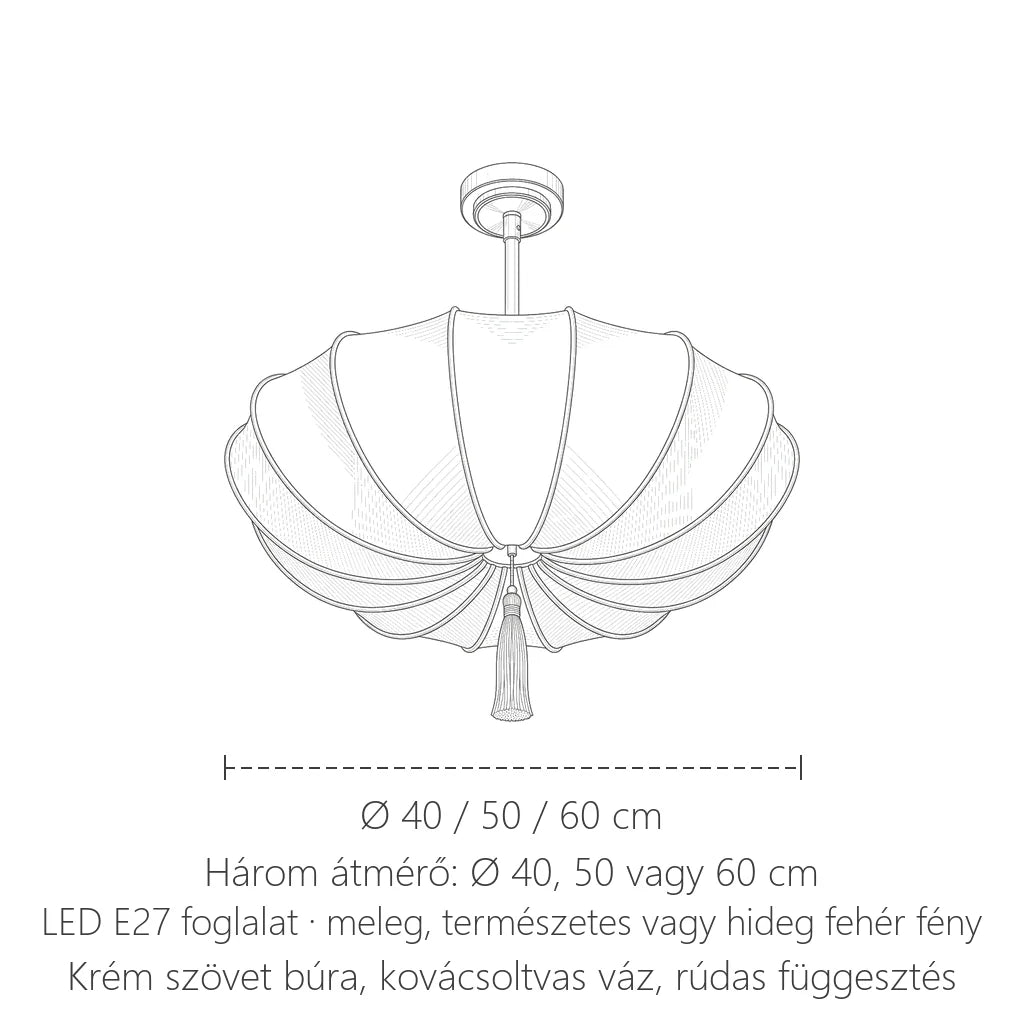 Selyem ernyőlámpa mérete: Ø 40 / 50 / 60 cm