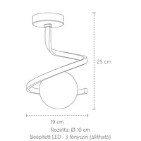 Spirál gömb mennyezeti lámpa méretei: 19 cm széles, 25 cm magas