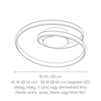 Spirál LED lámpa méretei: Ø 50 vagy 60 cm