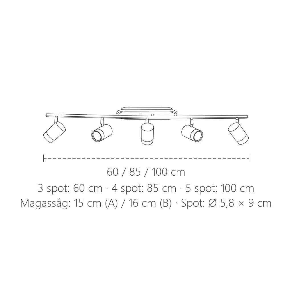 LED spot sín méretei: 60, 85 vagy 100 cm hosszú