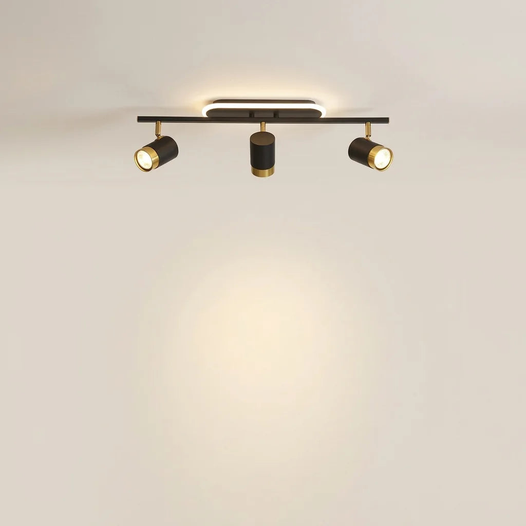 Fekete LED spot sín 3 forgatható spottal, LED gyűrűvel (B típus)