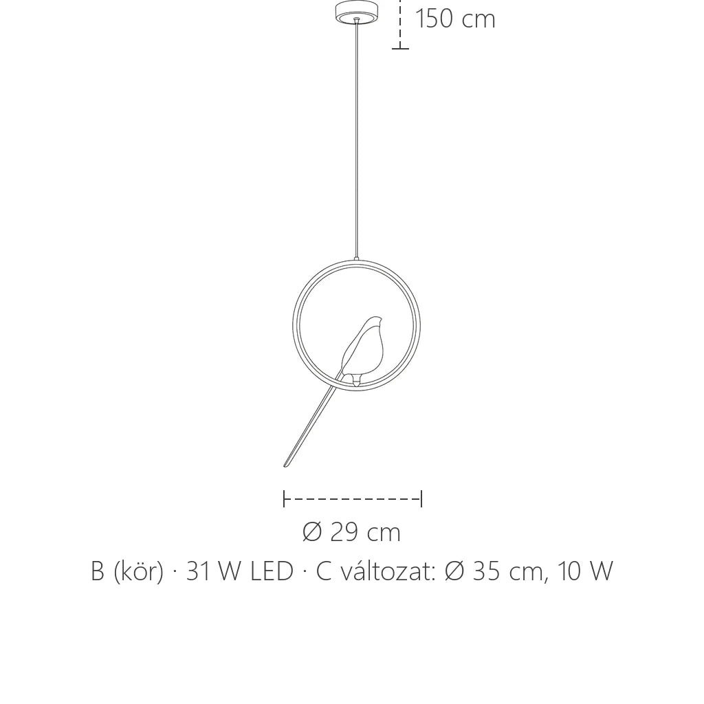 Kör szarka függőlámpa méretei: Ø 29 cm