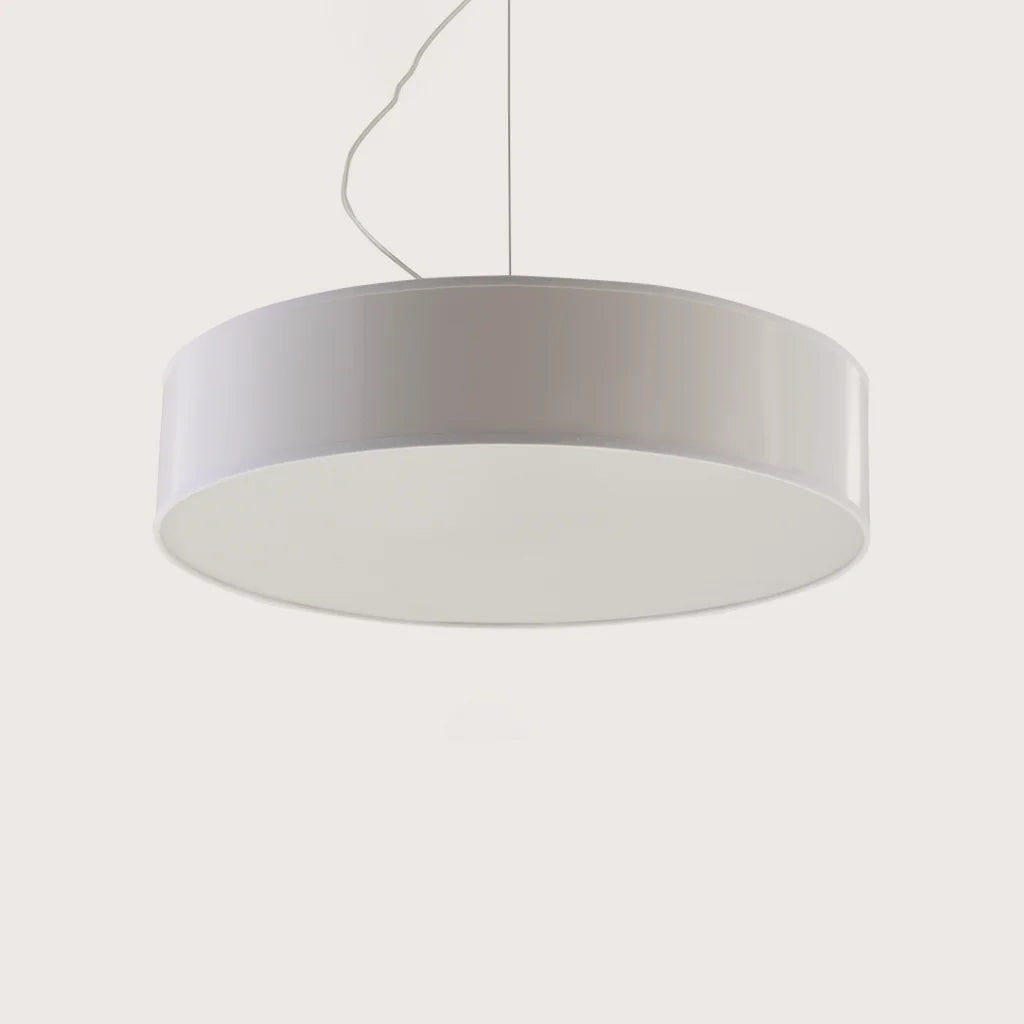 Széles henger búrás függőlámpa, fehér (Ø 45 cm)