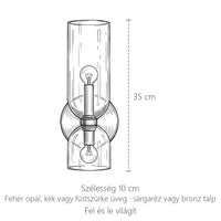 Színezett üveg fel-le világító fali lámpa méretei: 35 cm magas