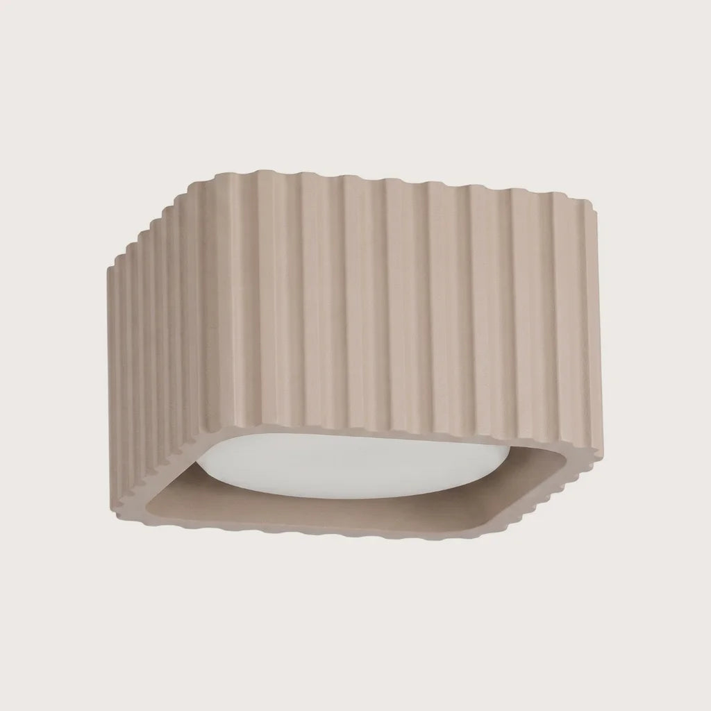 Szögletes bordázott mennyezeti spotlámpa, taupe (1 spot – GX53)