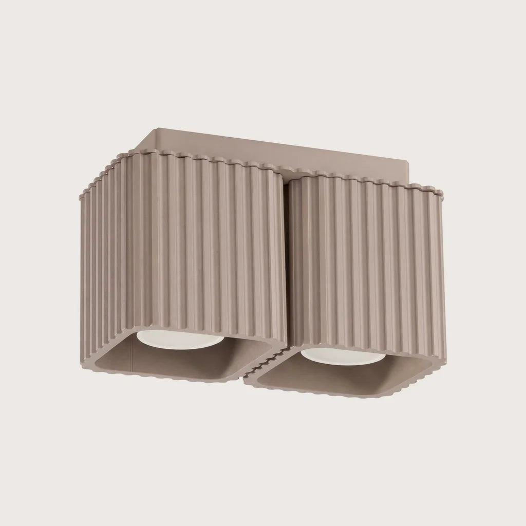 Szögletes bordázott mennyezeti spotlámpa, taupe (2 spot – GU10)