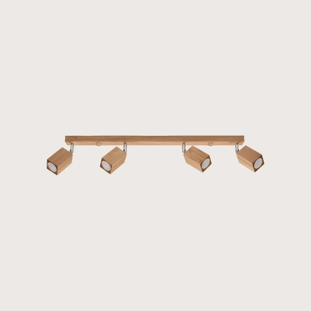 Szögletes tölgyfa spotos mennyezeti lámpa (4 izzós – 80 cm)