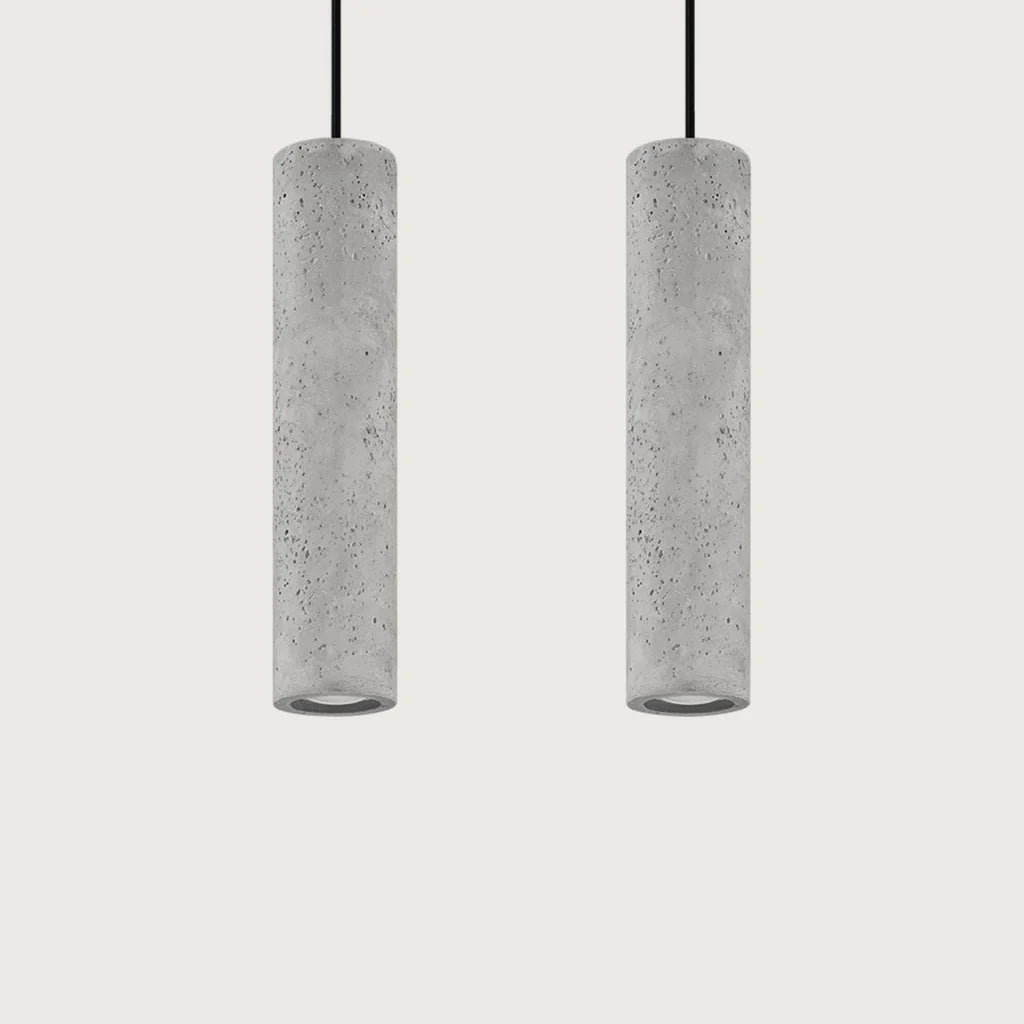 Szürke beton cső függőlámpa (2 izzós – 30 cm-es sín)
