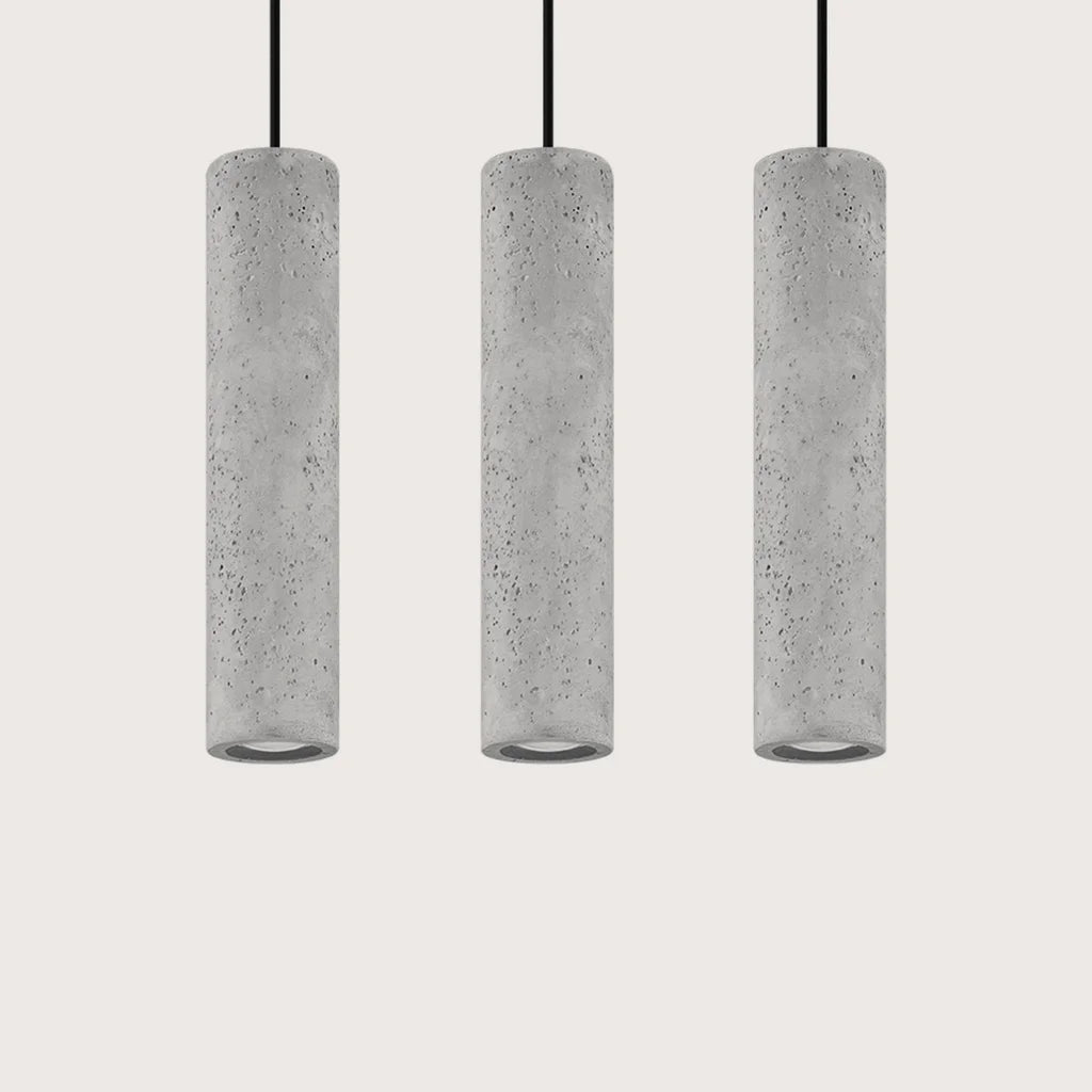 Szürke beton cső függőlámpa (3 izzós – 45 cm-es sín)