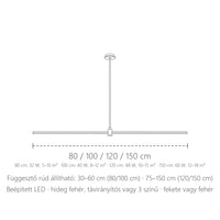 Lineáris függőlámpa hosszai: 80 / 100 / 120 / 150 cm