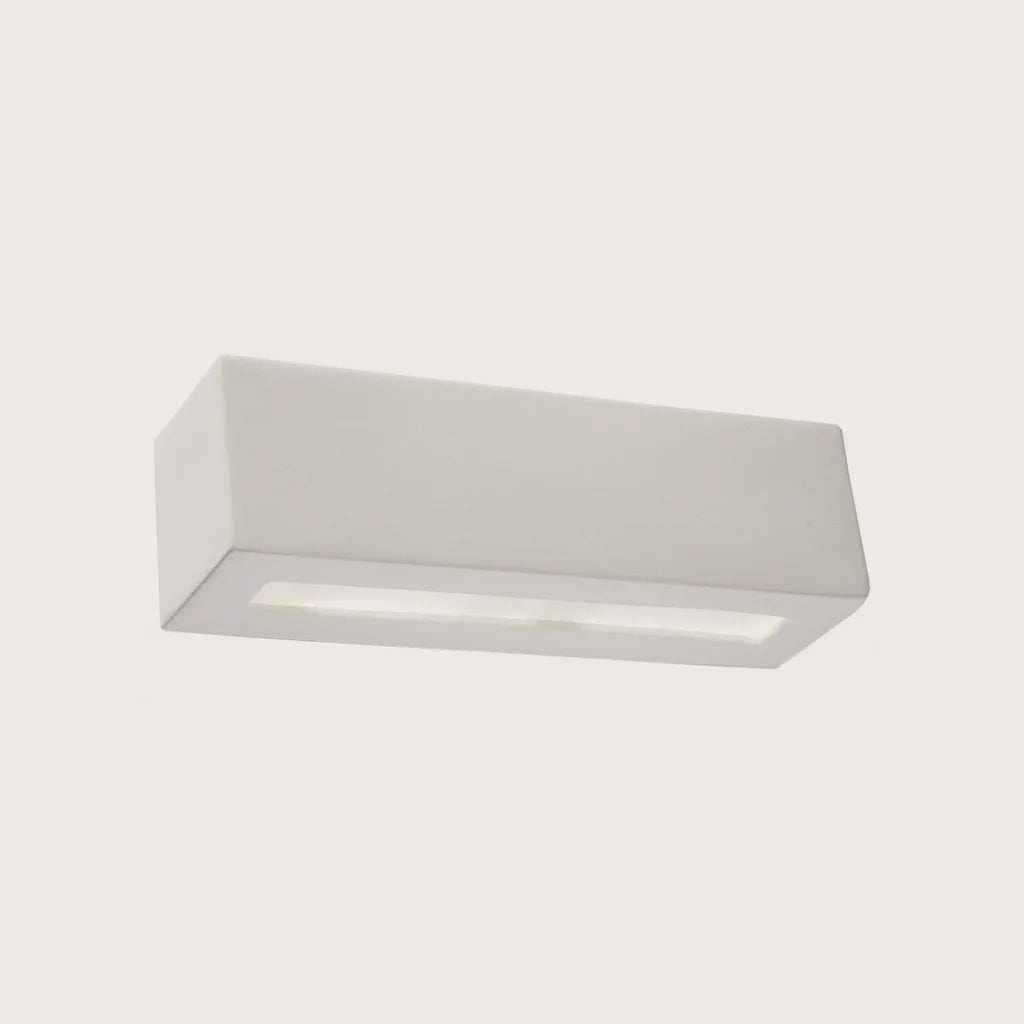 Téglalap alakú kerámia vagy beton fali lámpa, fehér (32,5 cm – kerámia)