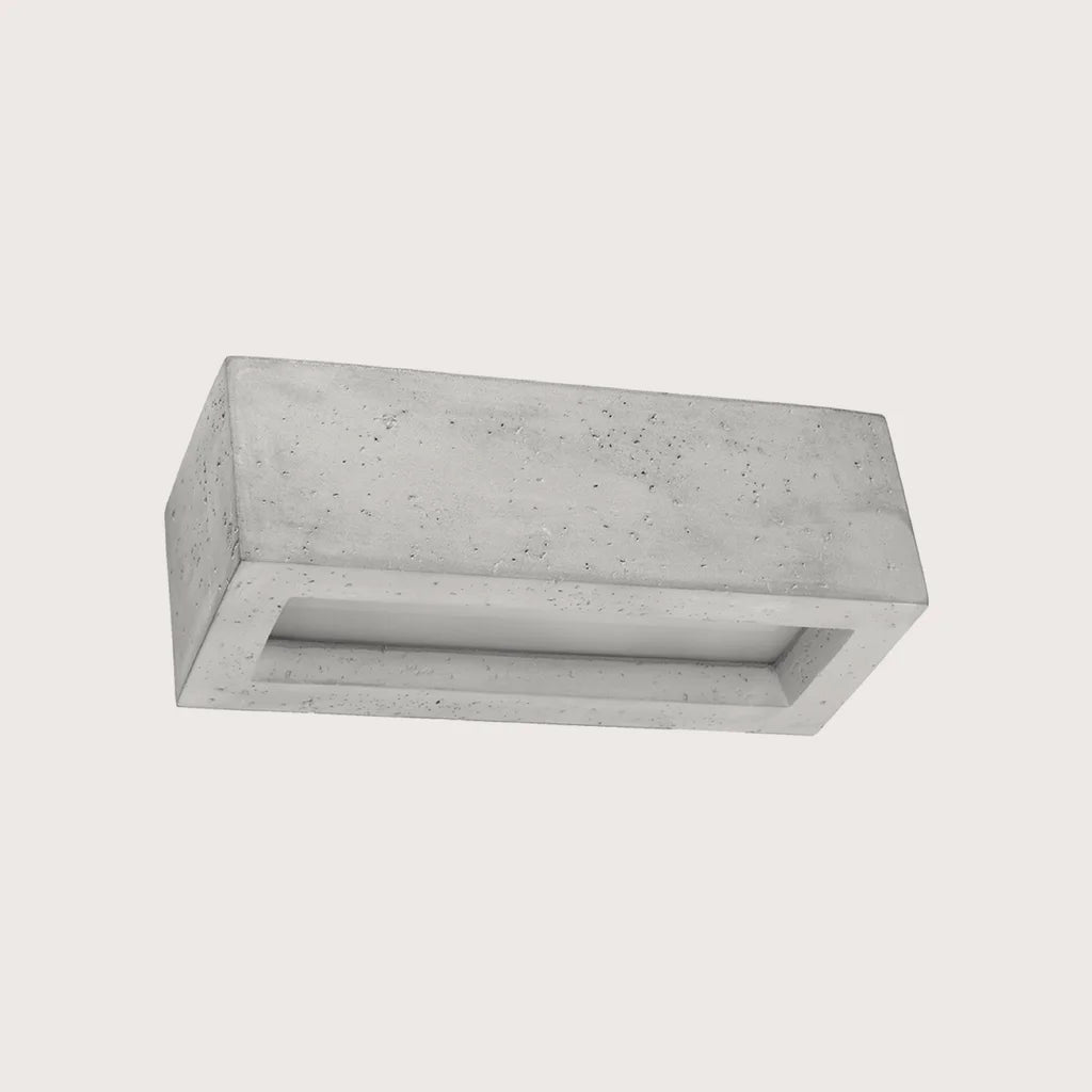 Téglalap alakú kerámia vagy beton fali lámpa, szürke (30 cm – beton)