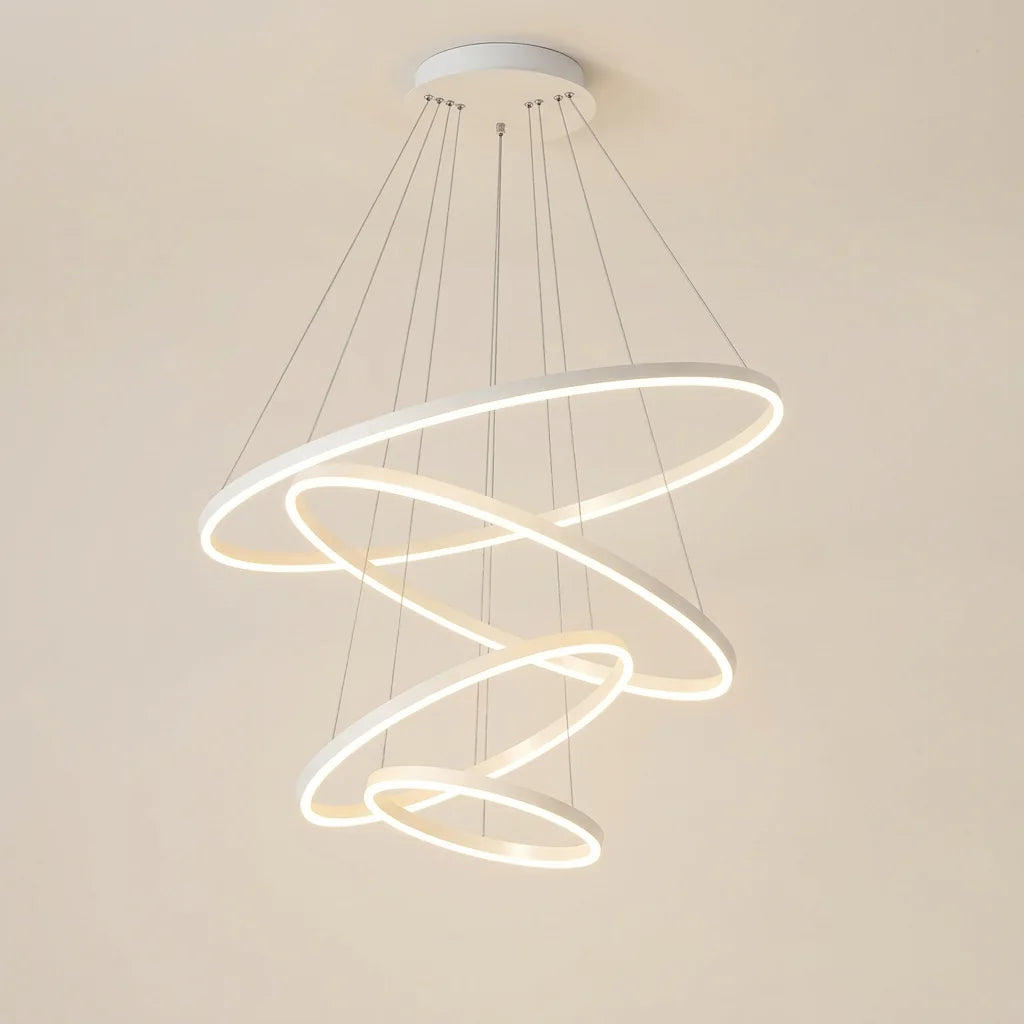 Többgyűrűs modern LED függesztő csillár fehér színben