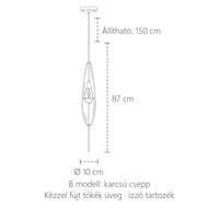 B modell méretei: Ø 10 cm, 87 cm magas