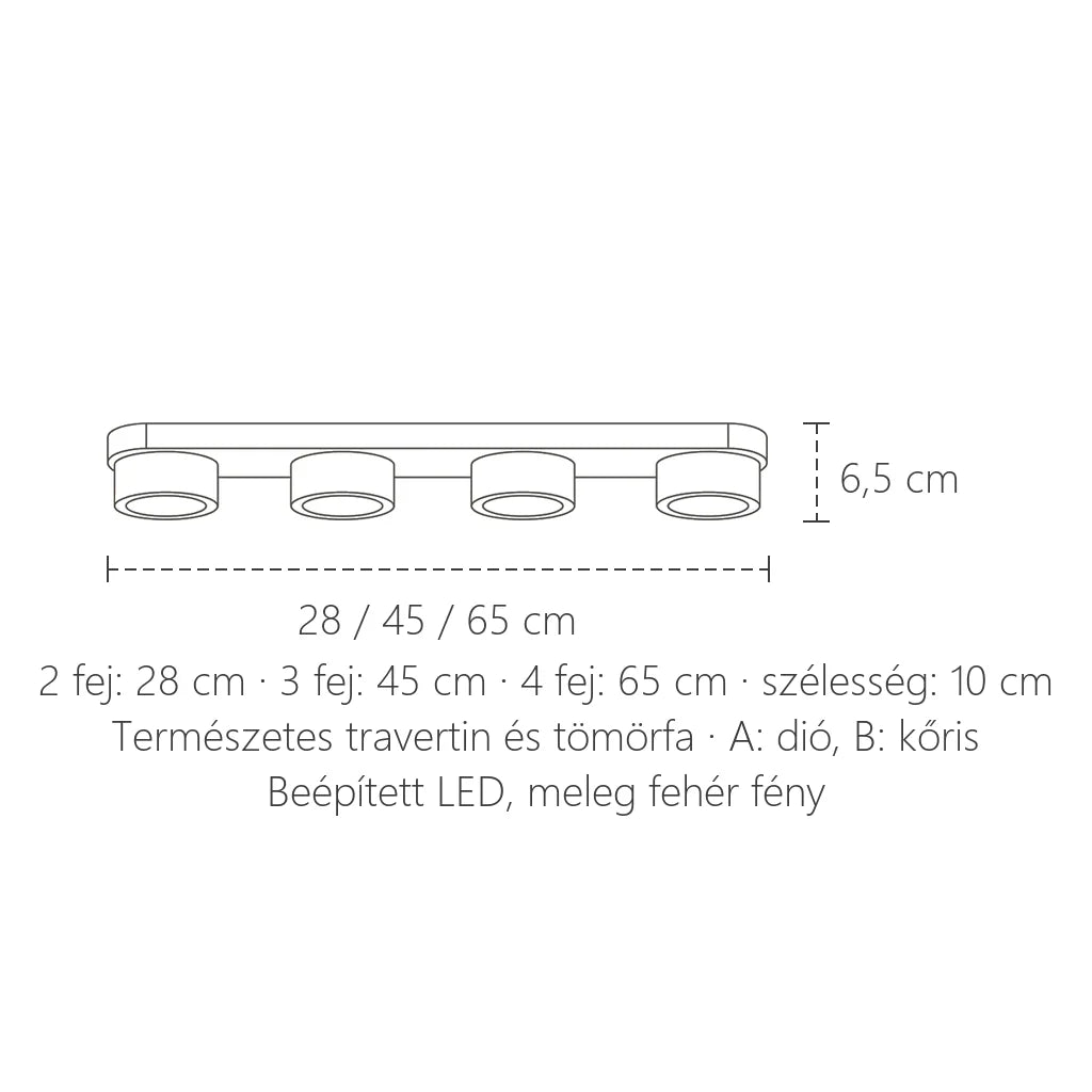 Travertin spotsor méretei: 28 / 45 / 65 cm, 6,5 cm magas