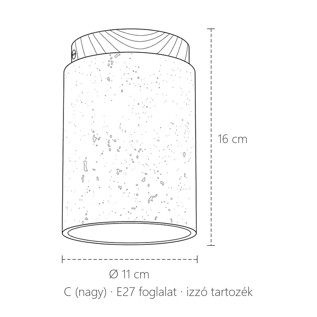 Magas travertin mennyezeti lámpa méretei: Ø 11 cm, 16 cm magas
