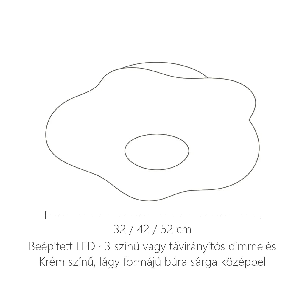 Tojás alakú lámpa méretei: 32 / 42 / 52 cm