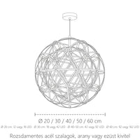 Tűzijáték gömb csillár méretei: Ø 20–60 cm