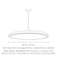 UFO korong lámpa méretei: Ø 25 / 40 cm