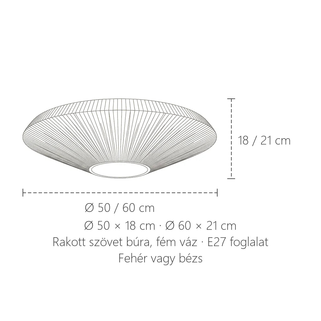 UFO textil lámpa méretei: Ø 50 / 60 cm