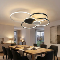 Fekete ultravékony LED mennyezeti lámpa az étkezőasztal fölött