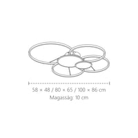 Ultravékony LED mennyezeti lámpa méretei: 58, 80 és 100 cm, 10 cm magas