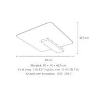 Üveg és fa mennyezeti lámpa méretei: 40 × 14 × 47,5 cm