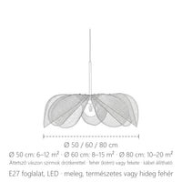 Vászon virág függőlámpa méretei: Ø 50 / 60 / 80 cm