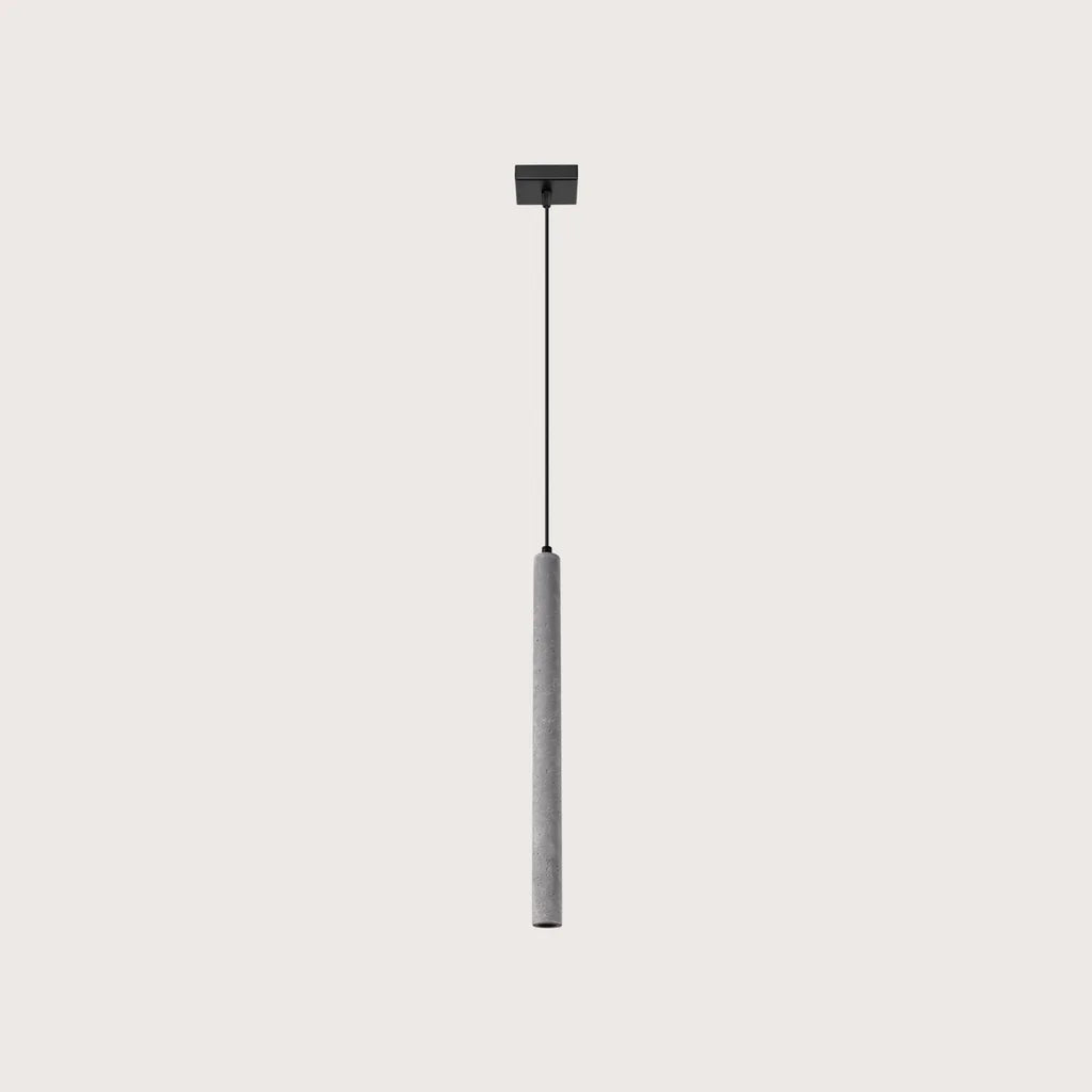 Vékony gyertya formájú cső függőlámpa, szürke (1 izzós – beton)