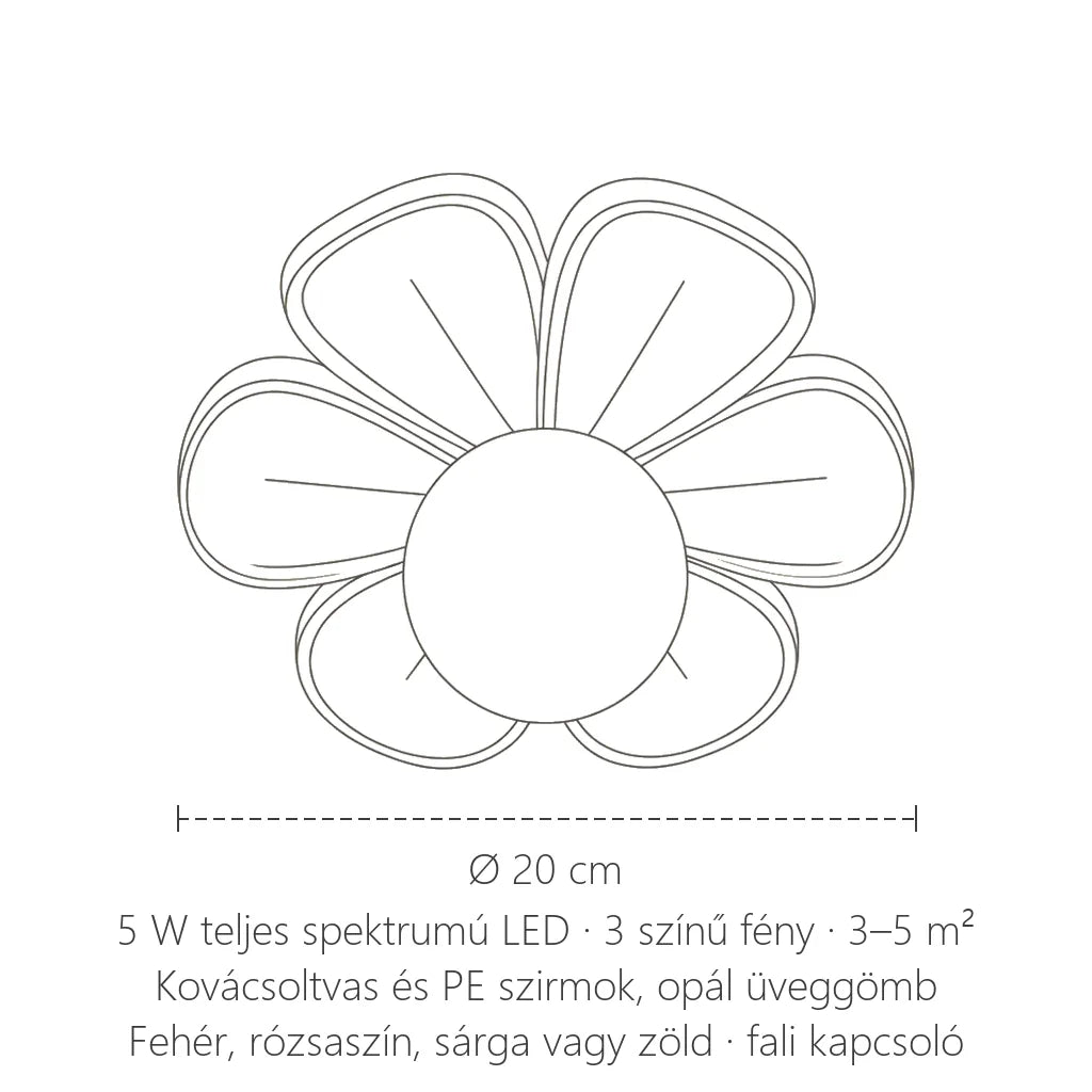 Virág alakú lámpa mérete: Ø 20 cm