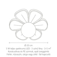 Virág alakú lámpa mérete: Ø 20 cm
