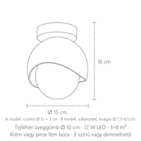 Virágbimbó lámpa méretei: Ø 15 cm, 18 cm magas