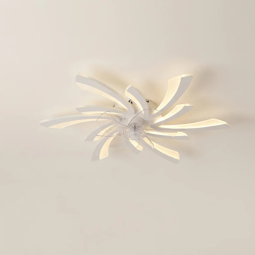 Fehér virágszirom formájú mennyezeti ventilátor LED lámpával