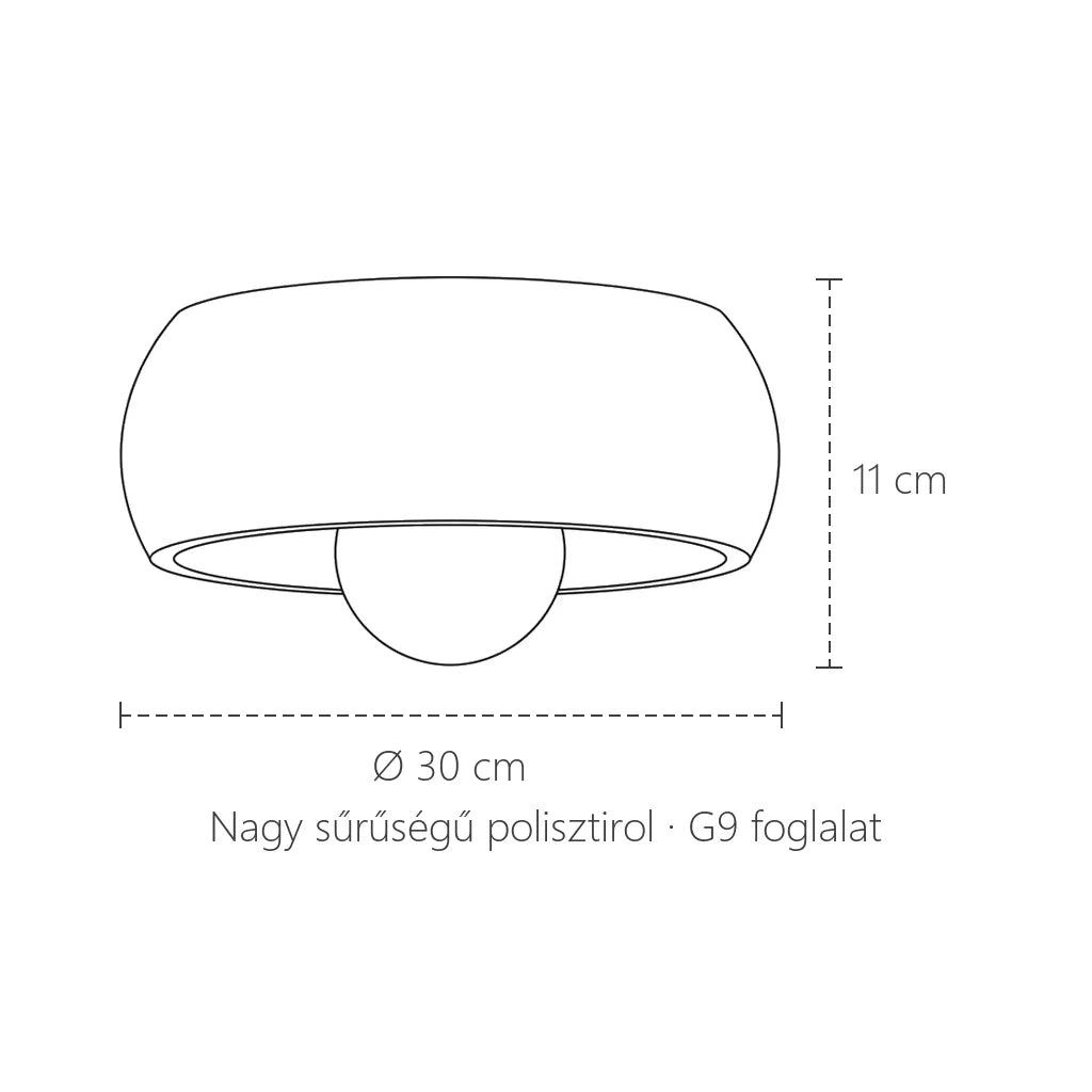 Wabi-sabi kupola lámpa méretei: Ø 30 cm, 11 cm magas