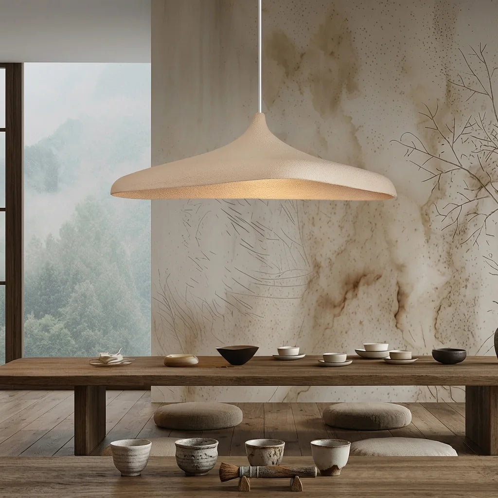 Wabi-sabi függőlámpa japán stílusú teaszobában