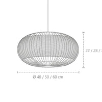 Wabi-sabi rattan csillár méretei: Ø 40, 50 és 60 cm
